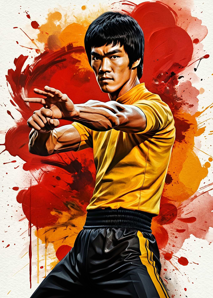 Bruce Lee Watercolor Portrait