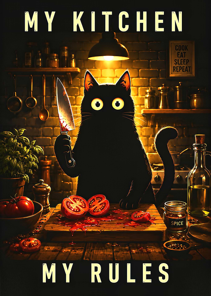 Black Cat Chef Kitchen Poster
