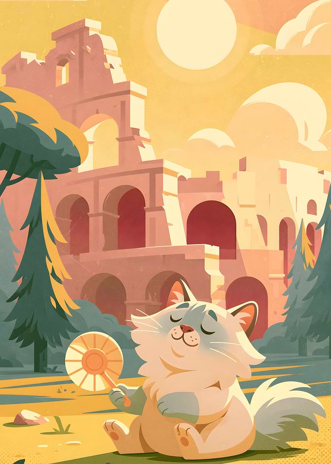 Cute Cat Visiting the Roman Colosseum