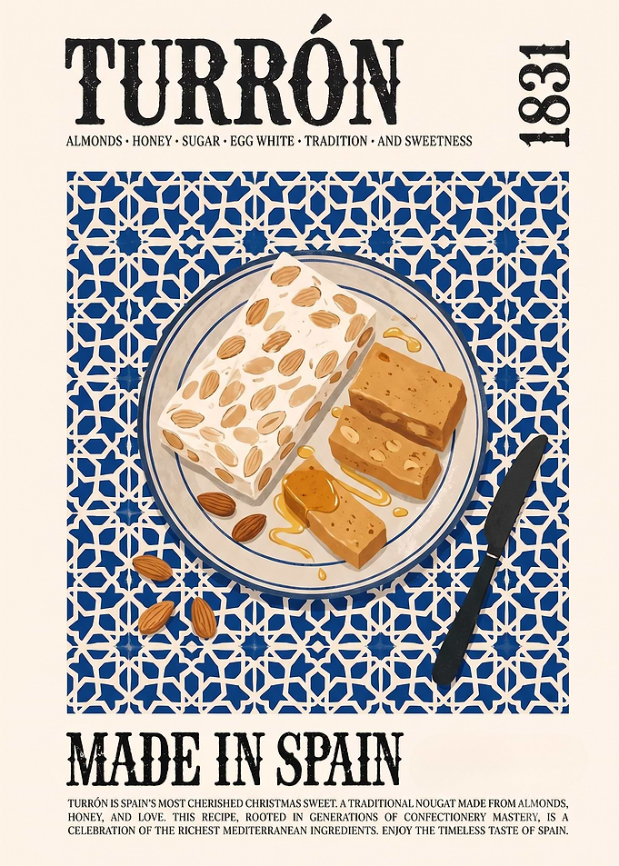 Turrón Spanish Nougat Poster | Traditional Almond Honey Christmas Sweet
