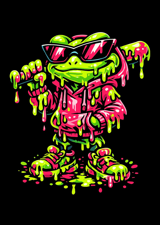 Cool Slime Drip Frog Character