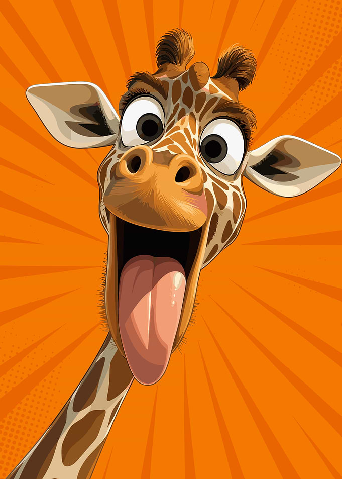 Funny Cartoon Giraffe Sticking Tongue Out