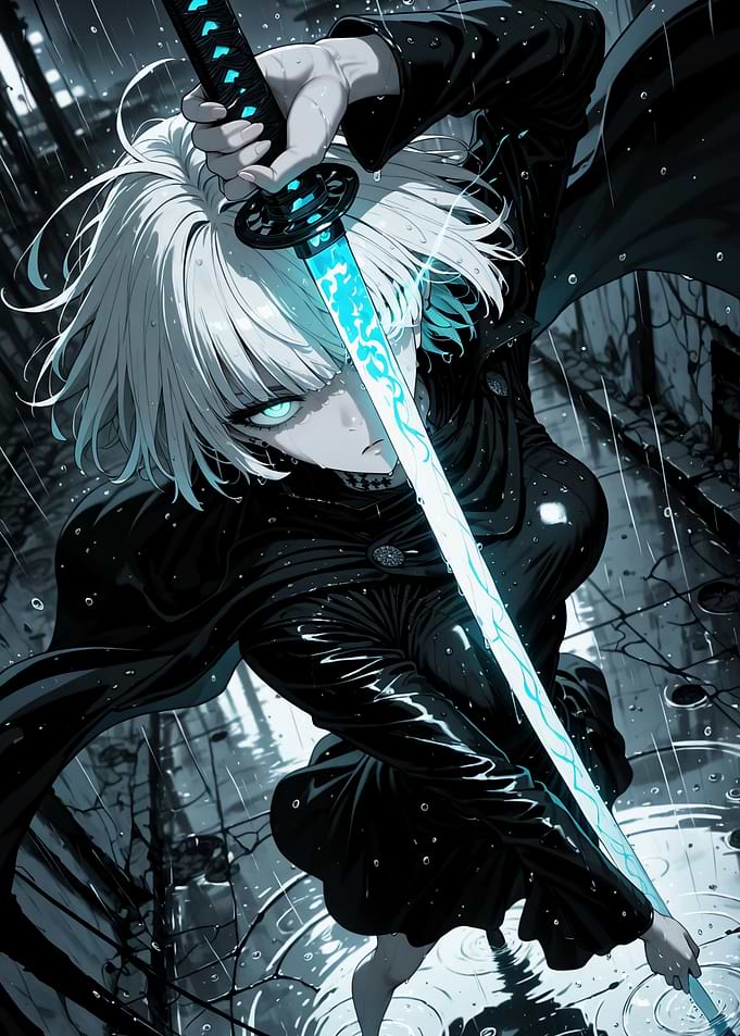 Anime Girl with Glowing Katana