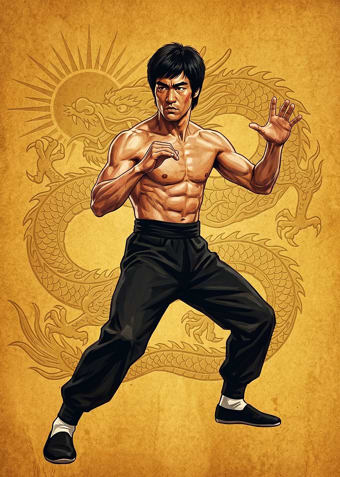 Bruce Lee Martial Arts Dragon Portrait