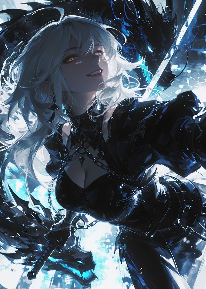Anime Warrior Girl with Blue Dragon