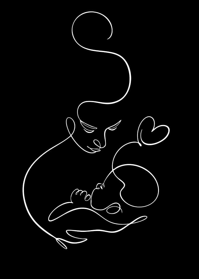 Mother and Child Line Art