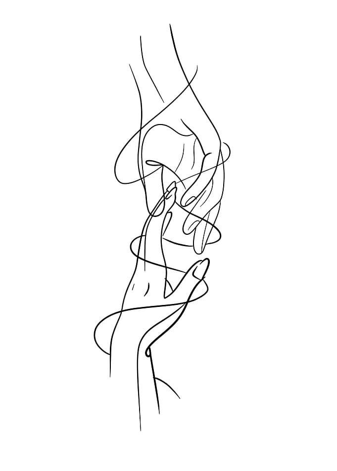 Minimalist Line Art of Reaching Hands