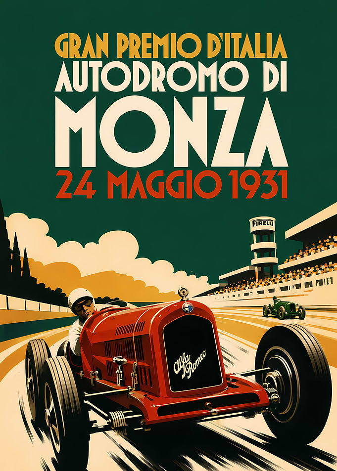 1931 Monza Grand Prix Vintage Poster