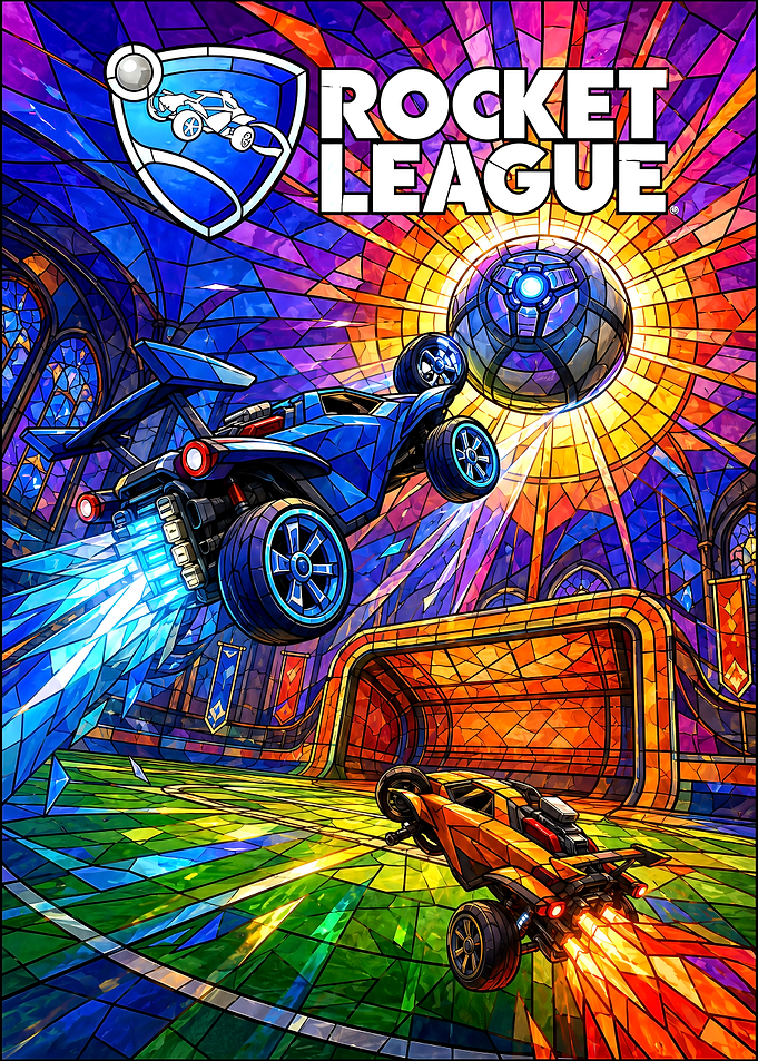 Rocket League Stained Glass Art
