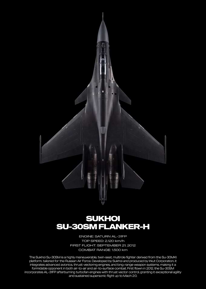 Sukhoi Su-30SM Flanker-H Technical Poster