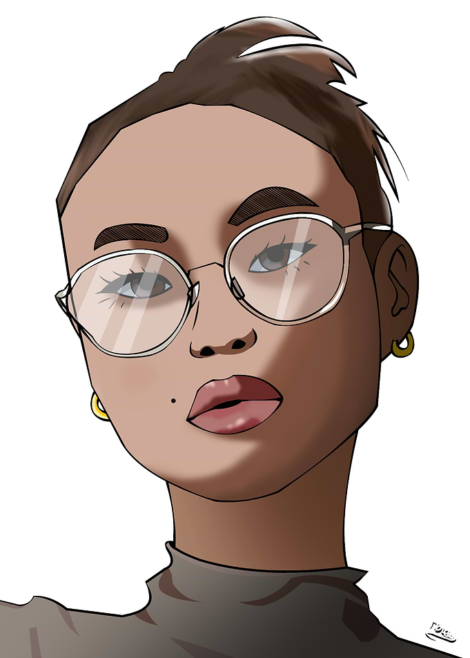 Digital Portrait of Woman with Glasses