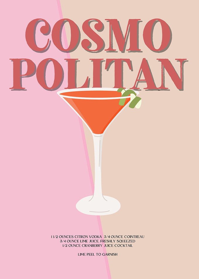Cosmopolitan Cocktail Recipe Poster