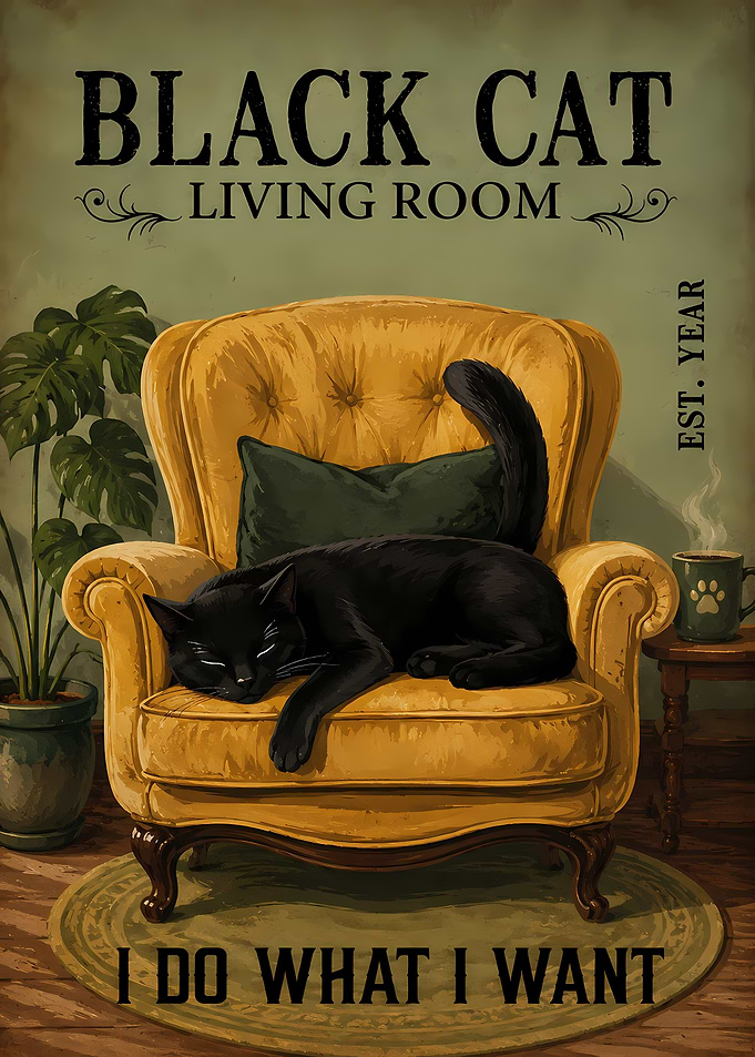Black Cat Living Room Poster