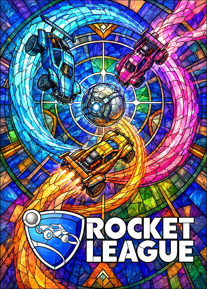 Rocket League Stained Glass Art