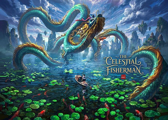 The Celestial Fisherman Dragon Fantasy Art