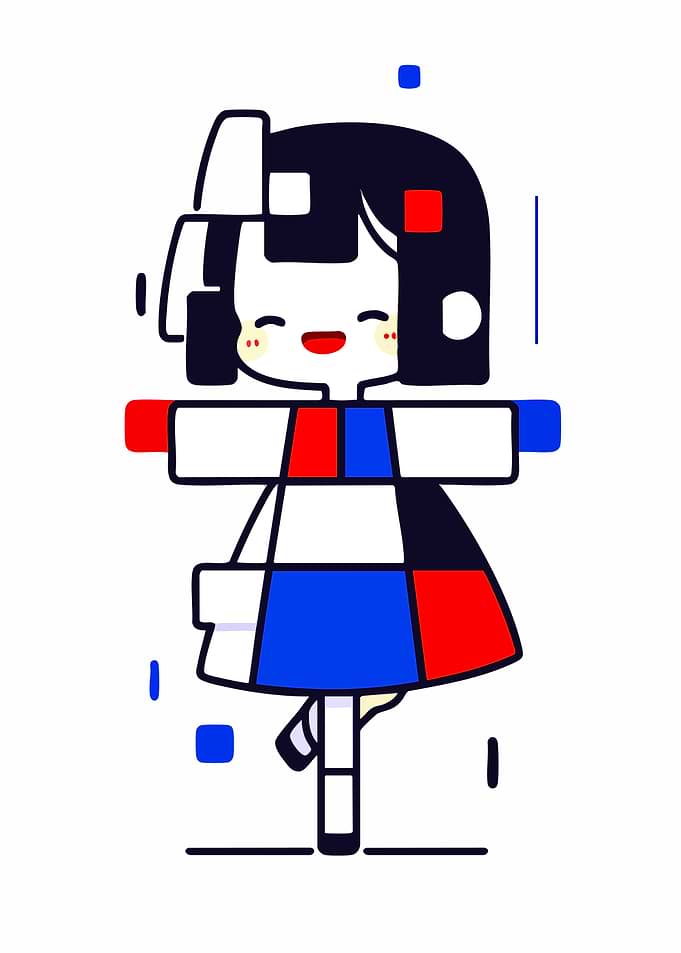 Cute Minimalist Geometric Anime Girl