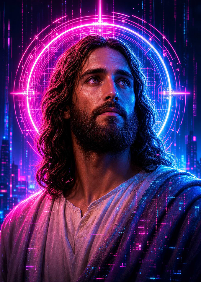 Cyberpunk Jesus Digital Portrait