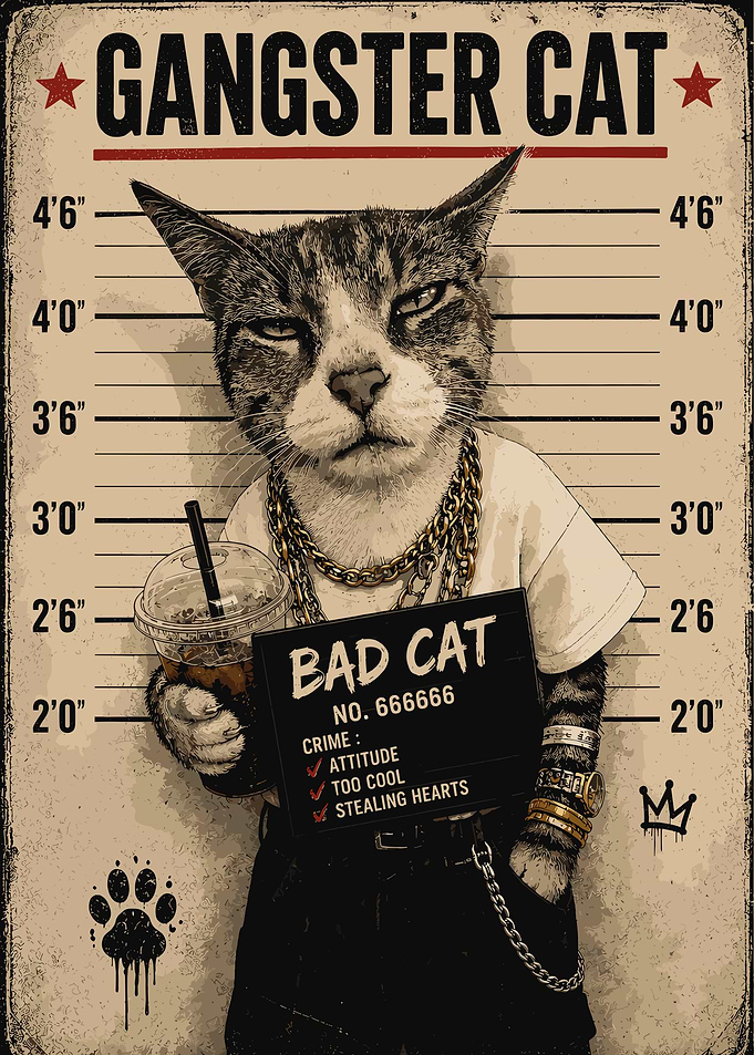 Gangster Cat Mugshot Poster