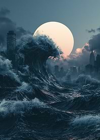 Tsunami Wave Over New York City