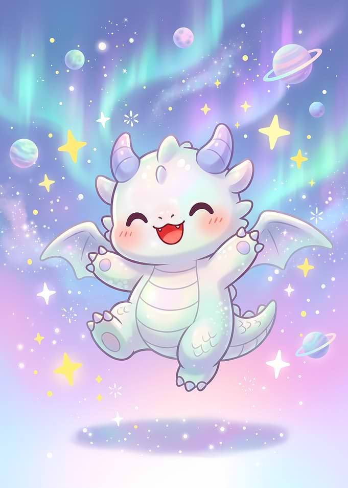 Cute Baby Dragon in Space