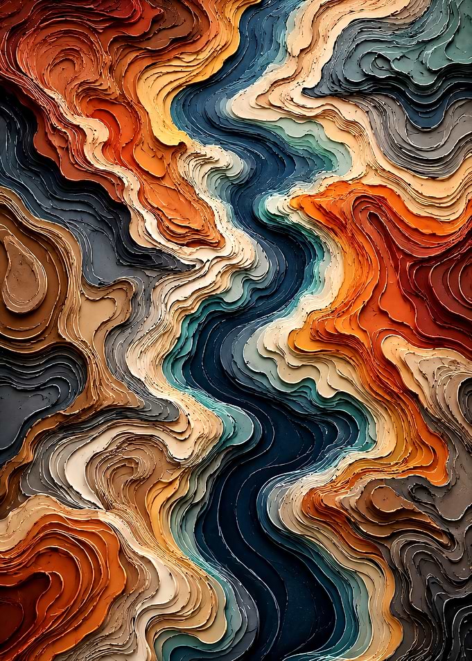 Abstract Textured Topographic Wave Art