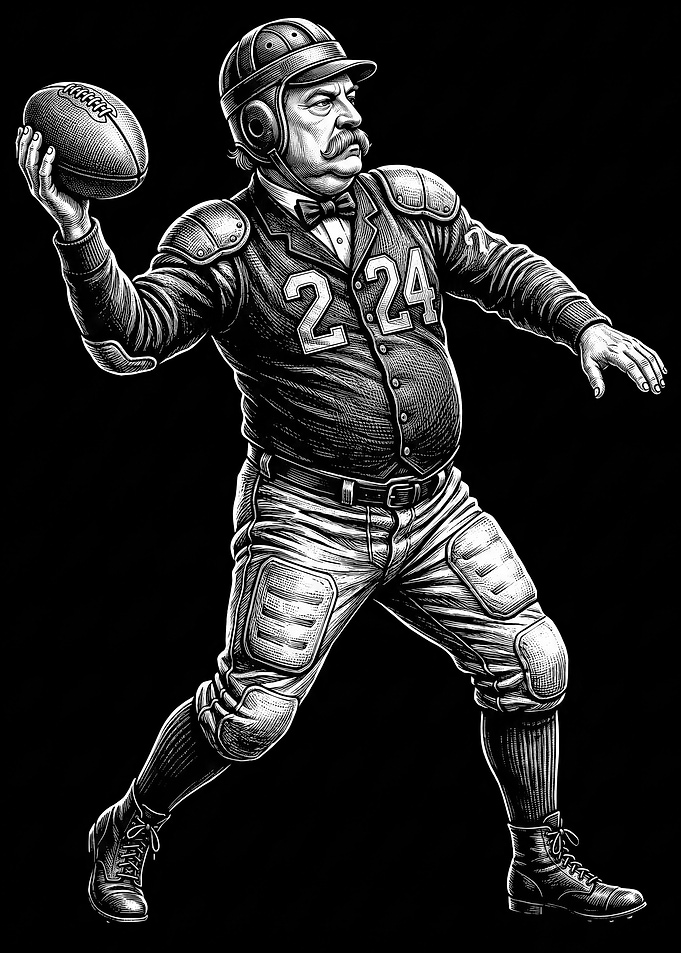 Grover Cleveland Football Player Illustration