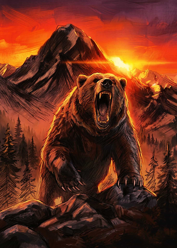 Roaring Grizzly Bear Mountain Sunset
