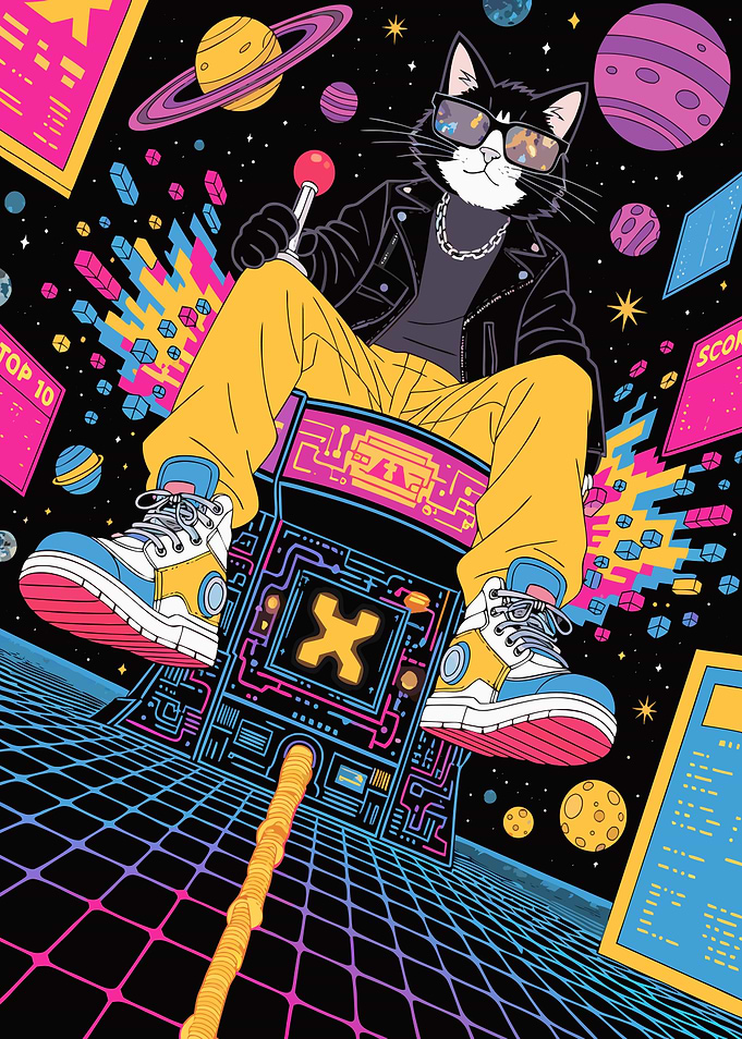 Cool Cat Gamer in Space