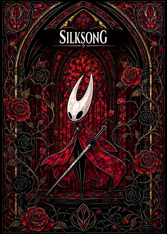Hollow Knight Silksong Stained Glass Art