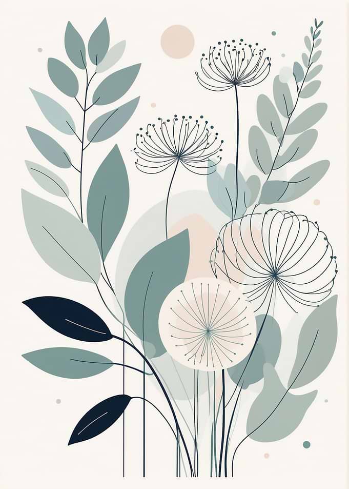 Minimalist Botanical Line Art Illustration