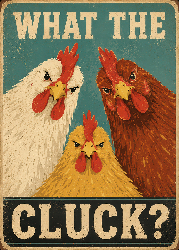 What The Cluck Funny Chicken Poster