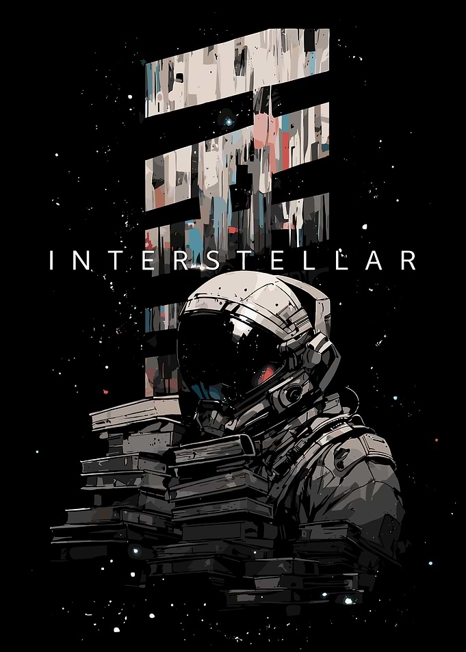Interstellar Astronaut with Books Poster