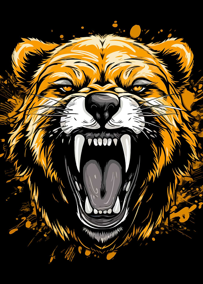 Fierce Roaring Bear Illustration