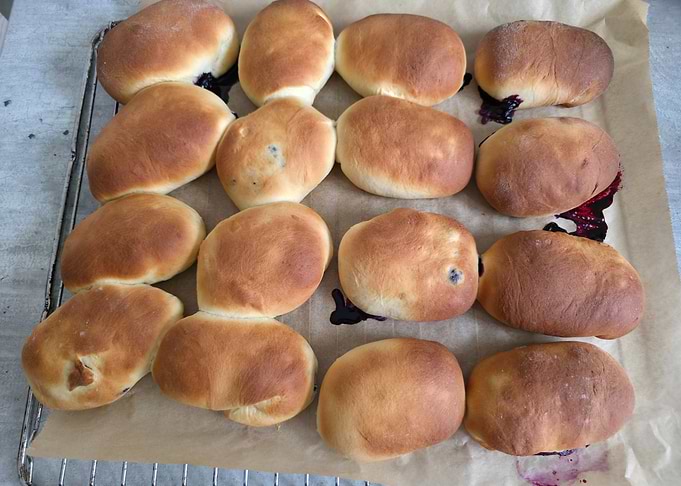 Freshly Baked Blueberry Filled Buns