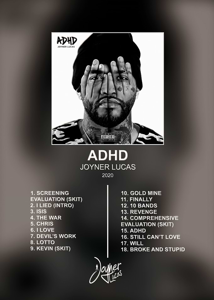Joyner Lucas ADHD Album Tracklist Poster