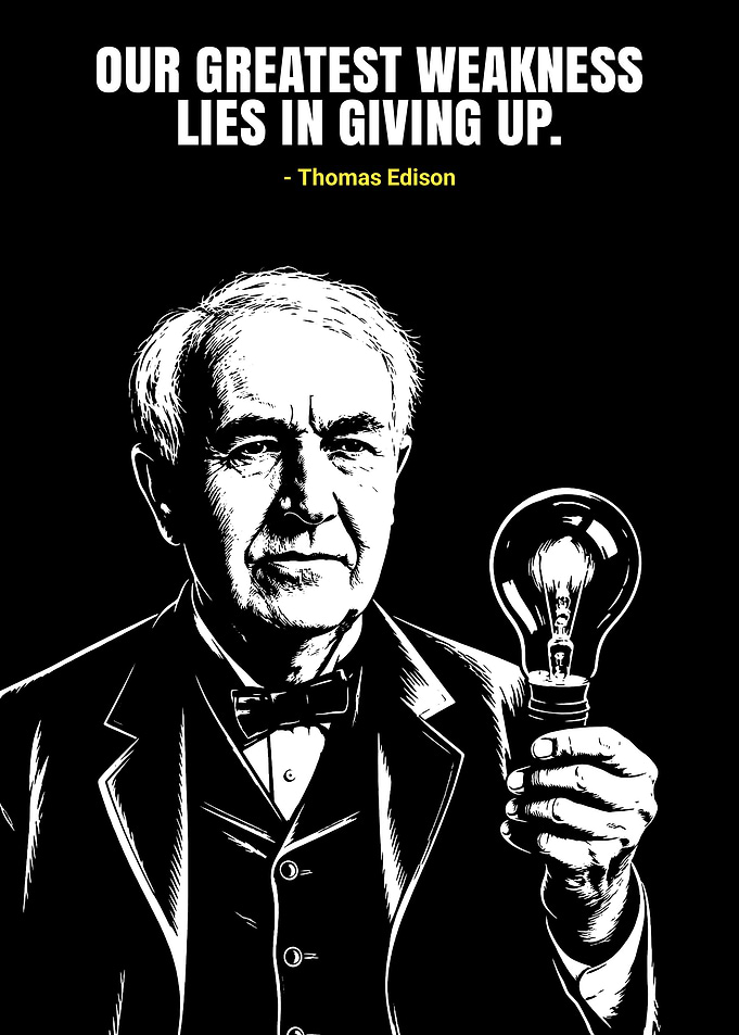 Thomas Edison Inspirational Quote Poster