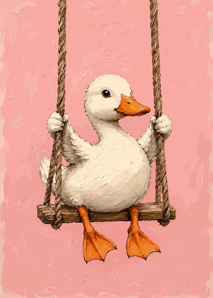 Cute Duckling on a Swing