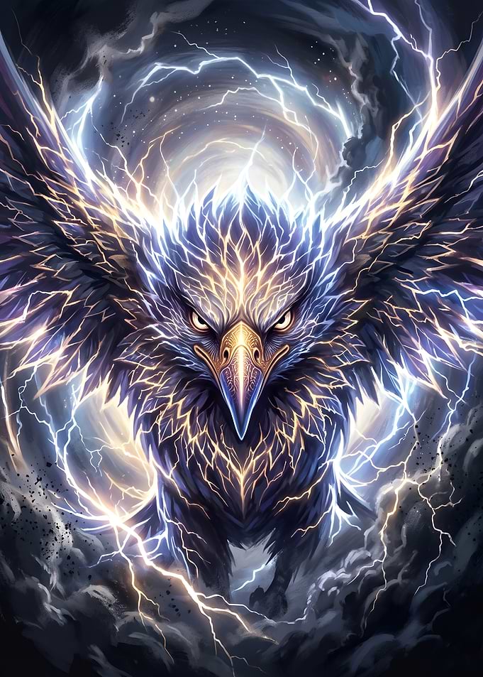 Electric Eagle in the Lightning Storm