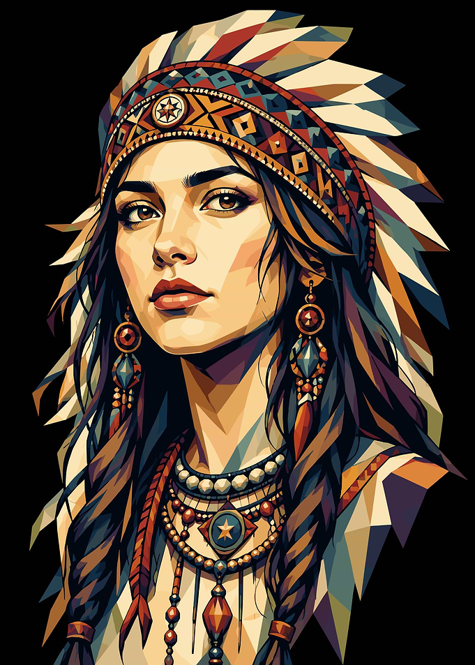 Native American Woman Portrait Illustration