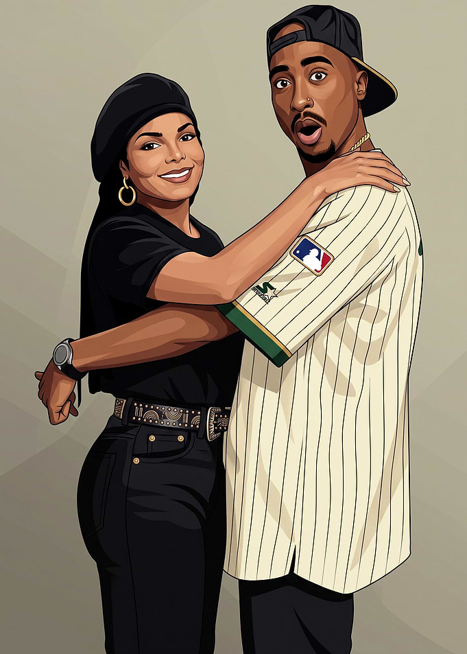 Janet Jackson and Tupac Shakur Illustration