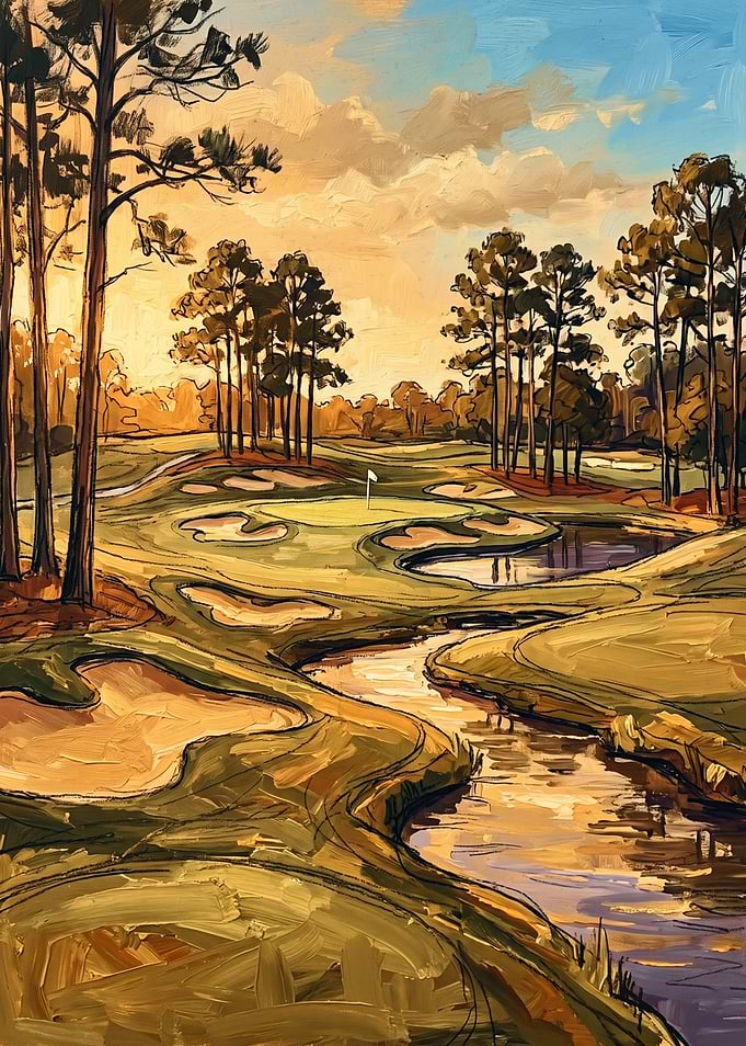 Impressionist Golf Course Landscape Painting