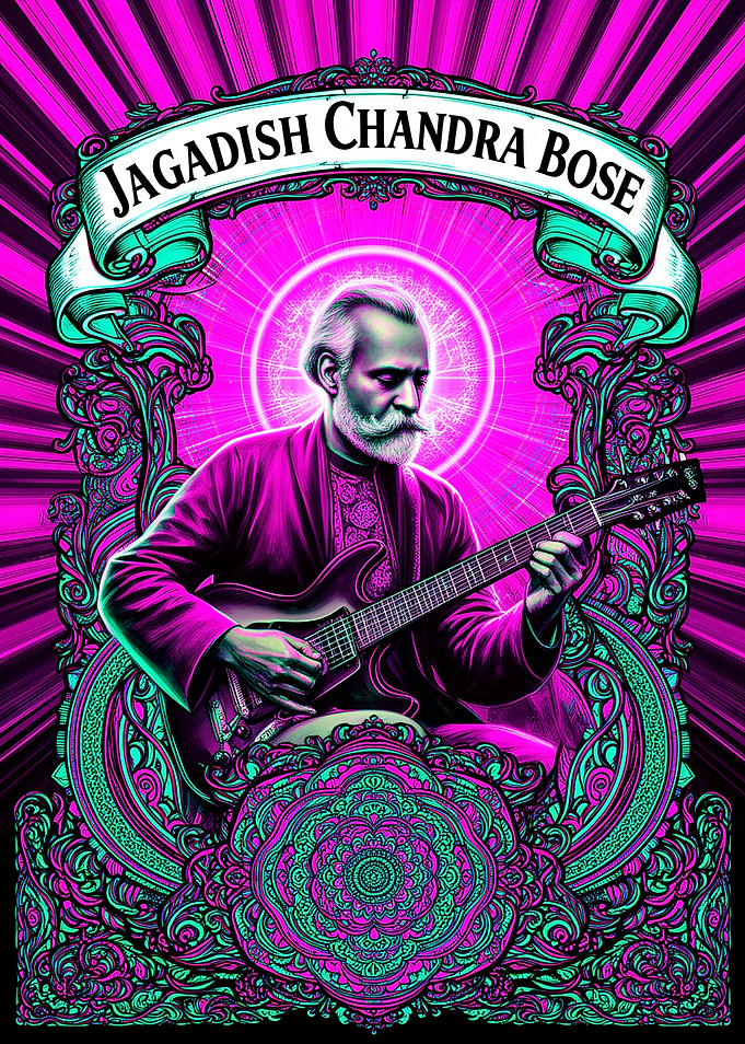 Jagadish Chandra Bose Psychedelic Guitar Poster