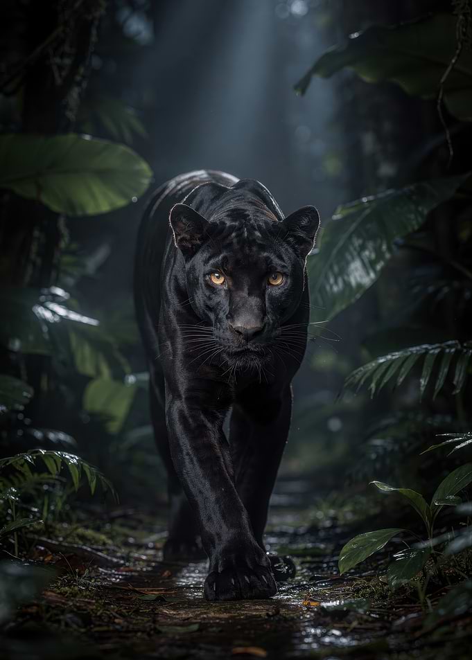 Majestic Black Panther in Jungle