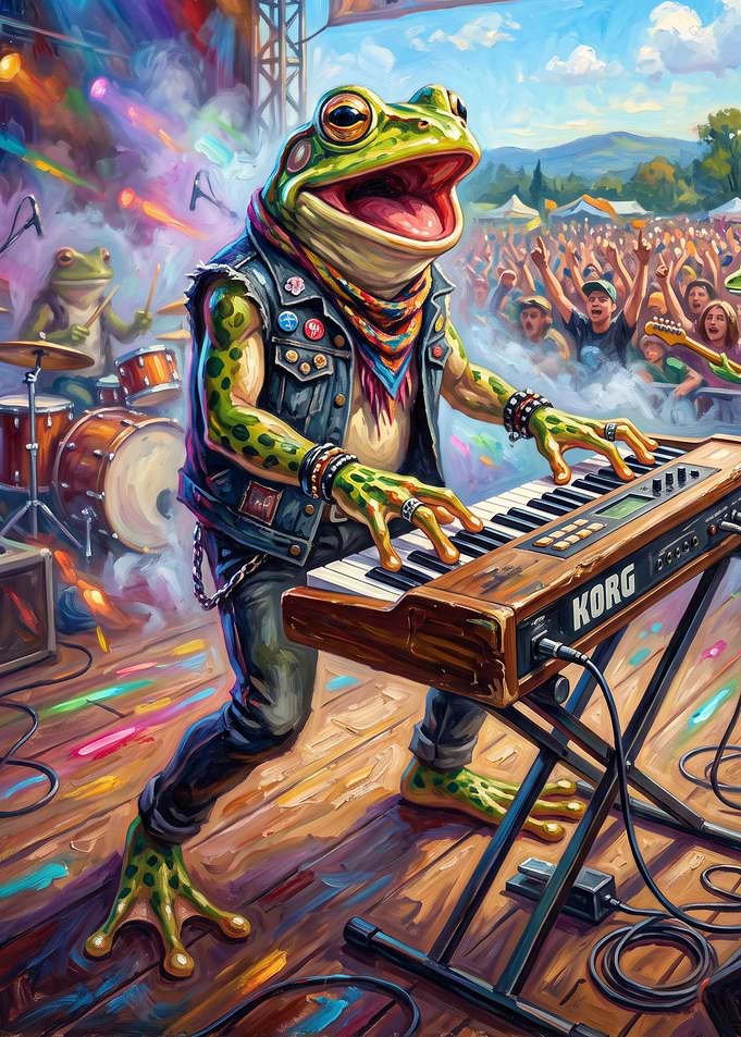 Frog Rock Star Playing Keyboard