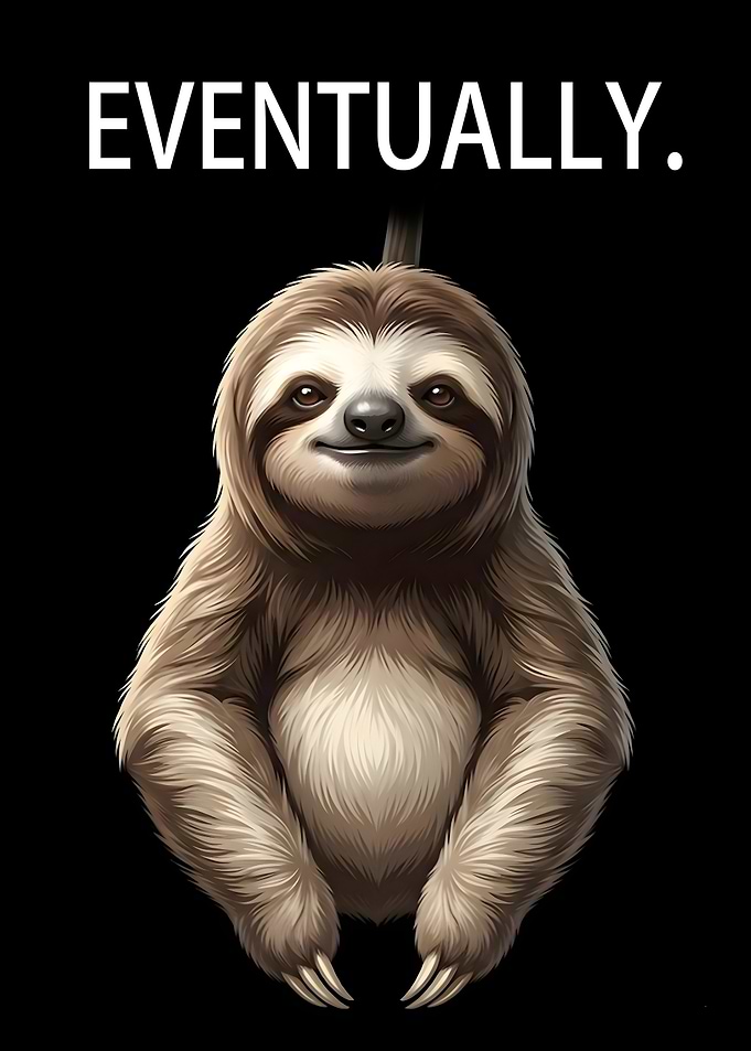 Eventually Sloth Minimalist Funny