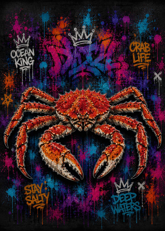 Graffiti Style King Crab Art