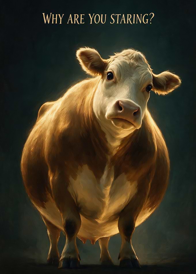 Why Are You Staring Cow Portrait