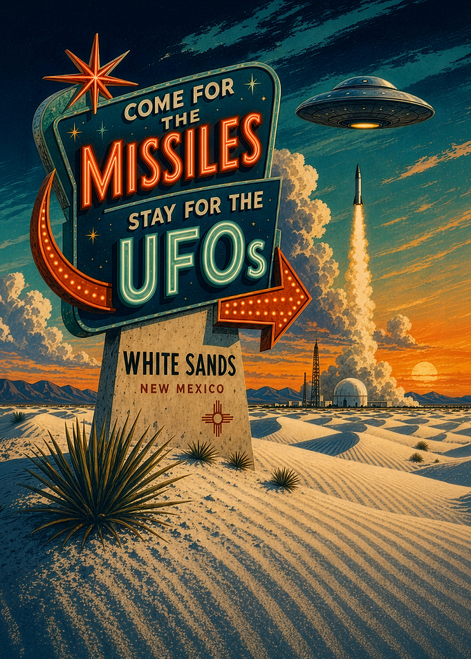 White Sands New Mexico UFO Retro Sign