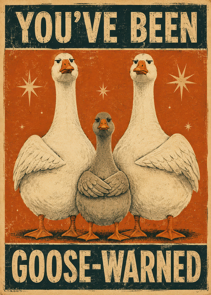 You've Been Goose-Warned Vintage Poster