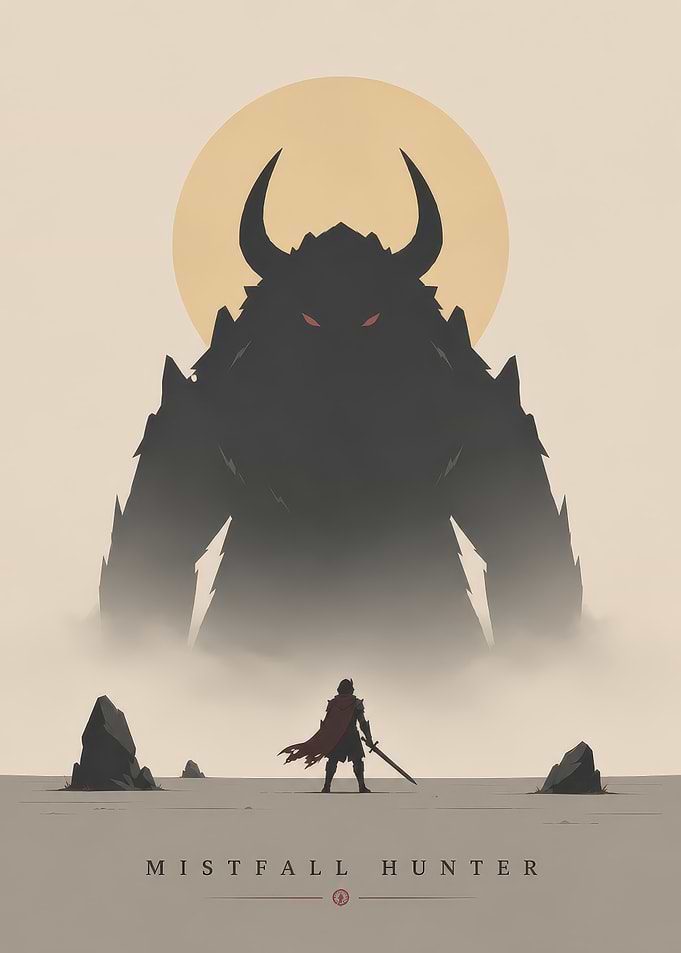 Mistfall Hunter Fantasy Warrior Poster
